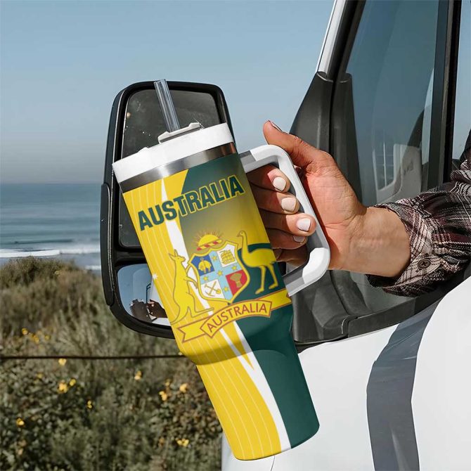 Australia Cricket Go Champions Aussie Custom Stanley Quencher 40Oz Stainless Steel Tumbler With Handle - Image 7