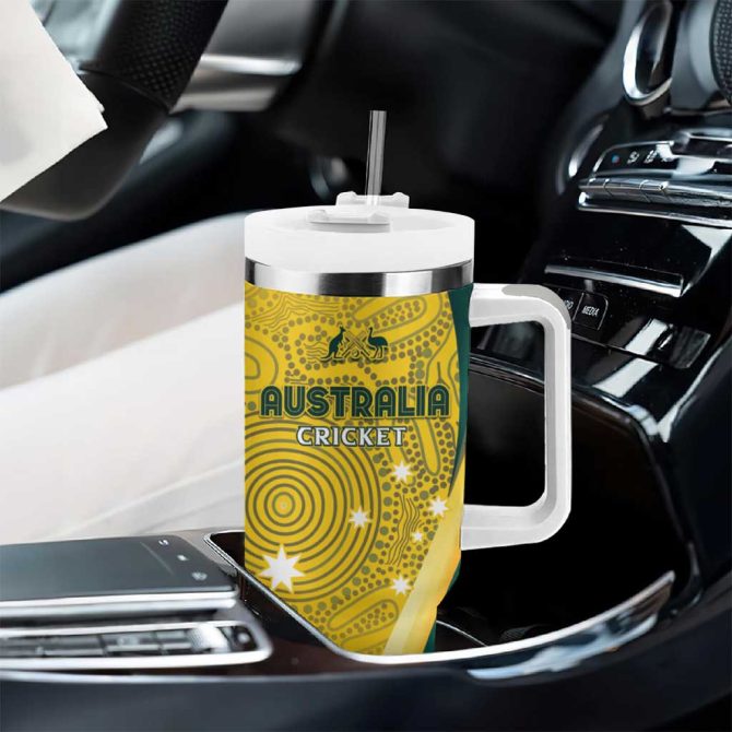 Australia Cricket Indigenous Aboriginal Arts Go Aussie Custom Stanley Quencher 40Oz Stainless Steel Tumbler With Handle - Image 8