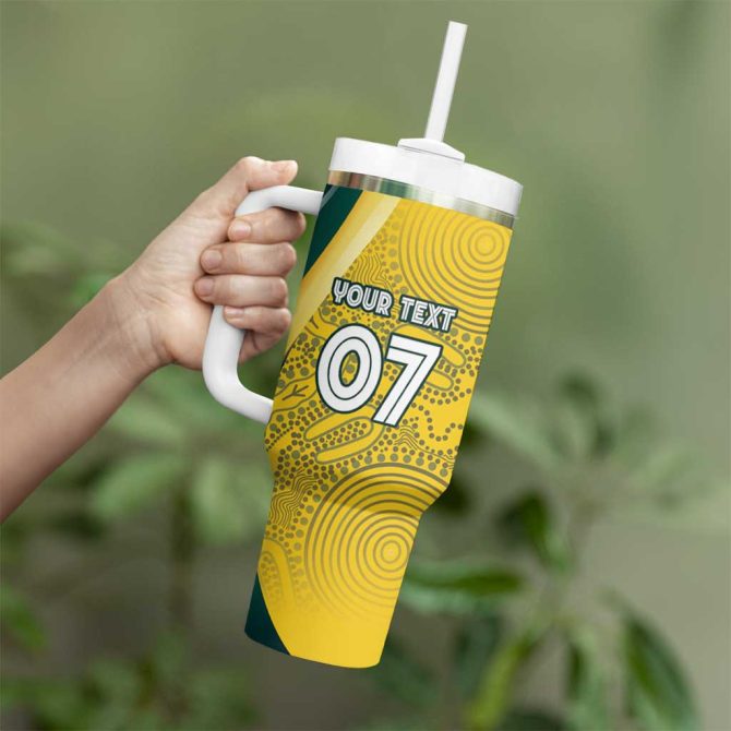 Australia Cricket Indigenous Aboriginal Arts Go Aussie Custom Stanley Quencher 40Oz Stainless Steel Tumbler With Handle - Image 4