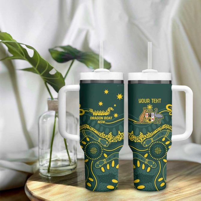 Australia Dragons Boat Aussie Aboriginal Dot Style Custom Stanley Quencher 40Oz Stainless Steel Tumbler With Handle - Image 9