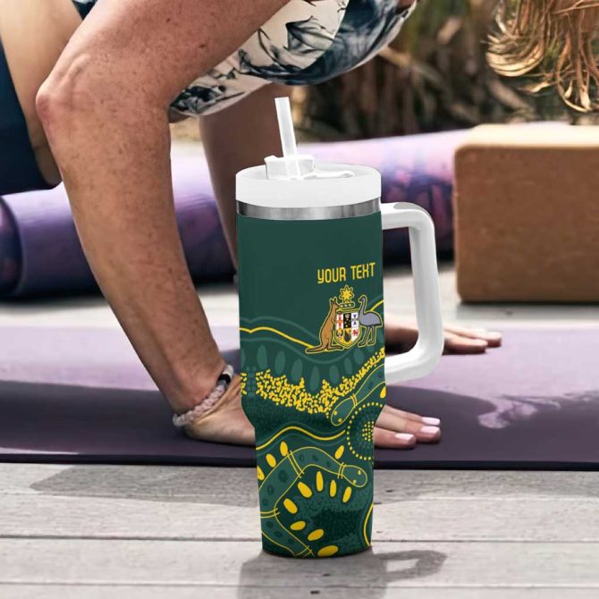 Australia Dragons Boat Aussie Aboriginal Dot Style Custom Stanley Quencher 40Oz Stainless Steel Tumbler With Handle - Image 6