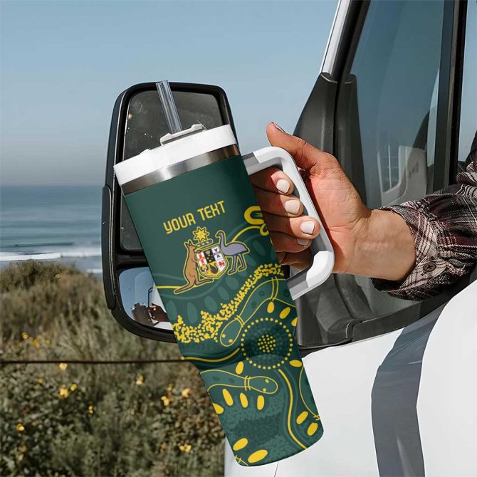Australia Dragons Boat Aussie Aboriginal Dot Style Custom Stanley Quencher 40Oz Stainless Steel Tumbler With Handle - Image 7