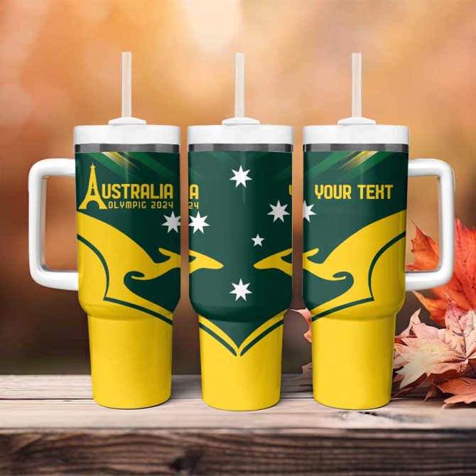 Australia Go Paris 2024 National Color Custom Stanley Quencher 40Oz Stainless Steel Tumbler With Handle