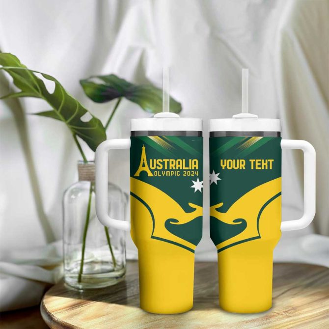 Australia Go Paris 2024 National Color Custom Stanley Quencher 40Oz Stainless Steel Tumbler With Handle - Image 9