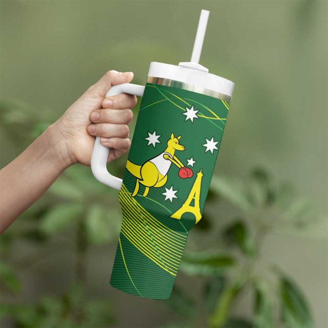 Australia Go Paris 2024 National Color Custom Stanley Quencher 40Oz Stainless Steel Tumbler With Handle - Image 4