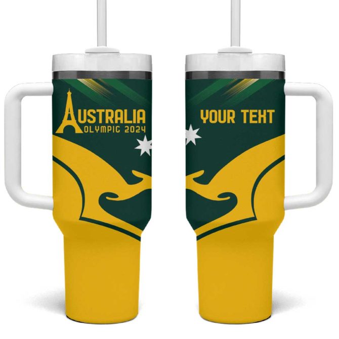 Australia Go Paris 2024 National Color Custom Stanley Quencher 40Oz Stainless Steel Tumbler With Handle - Image 2
