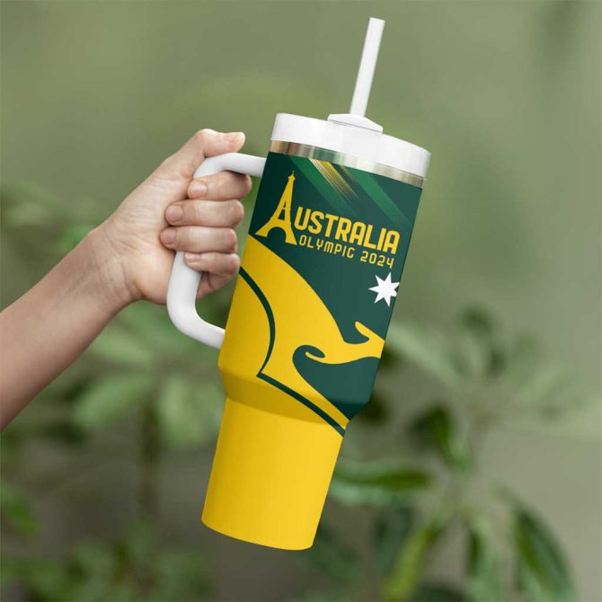 Australia Go Paris 2024 National Color Custom Stanley Quencher 40Oz Stainless Steel Tumbler With Handle - Image 4