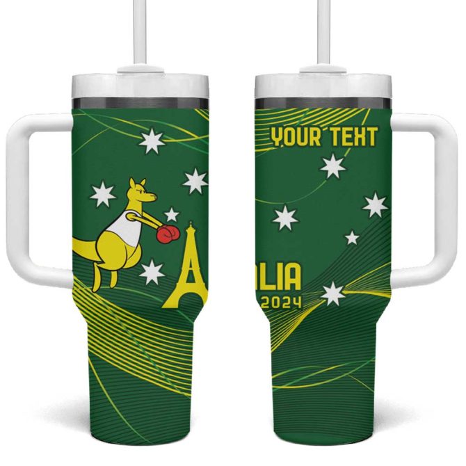 Australia Go Paris 2024 National Color Custom Stanley Quencher 40Oz Stainless Steel Tumbler With Handle - Image 2