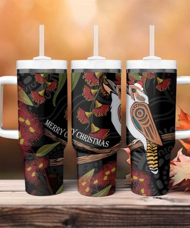 Australia Indigenous Christmas Kookaburra Aboriginal Custom Stanley Quencher 40Oz Stainless Steel Tumbler With Handle