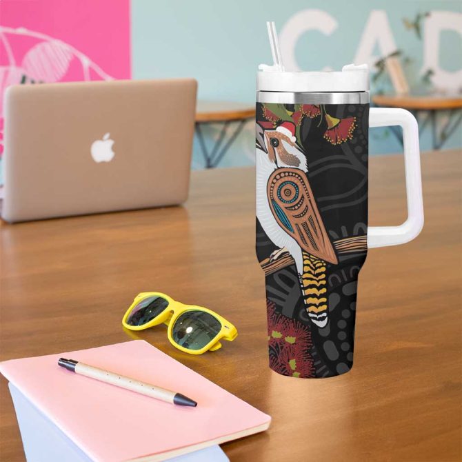 Australia Indigenous Christmas Kookaburra Aboriginal Custom Stanley Quencher 40Oz Stainless Steel Tumbler With Handle - Image 5