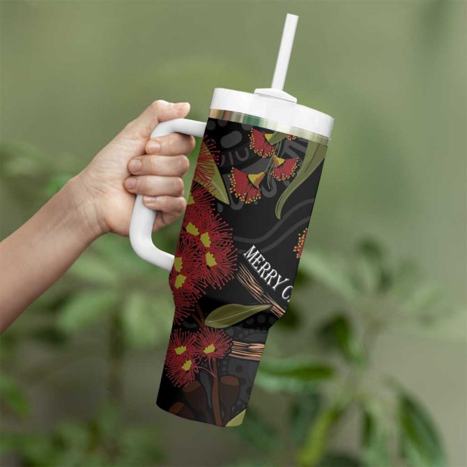 Australia Indigenous Christmas Kookaburra Aboriginal Custom Stanley Quencher 40Oz Stainless Steel Tumbler With Handle - Image 4