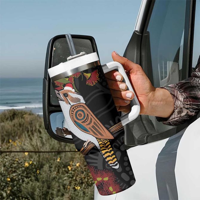 Australia Indigenous Christmas Kookaburra Aboriginal Custom Stanley Quencher 40Oz Stainless Steel Tumbler With Handle - Image 7