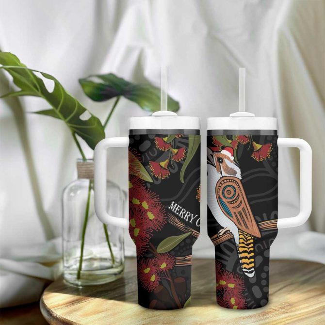 Australia Indigenous Christmas Kookaburra Aboriginal Custom Stanley Quencher 40Oz Stainless Steel Tumbler With Handle - Image 9