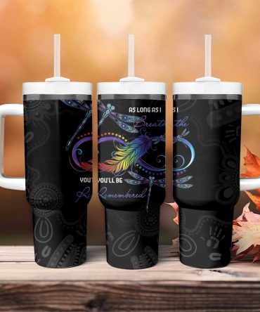 Australia Indigenous Memorial As Long As I Breathe You #8217;Ll Be Remembered Custom Stanley Quencher 40Oz Stainless Steel Tumbler With Handle