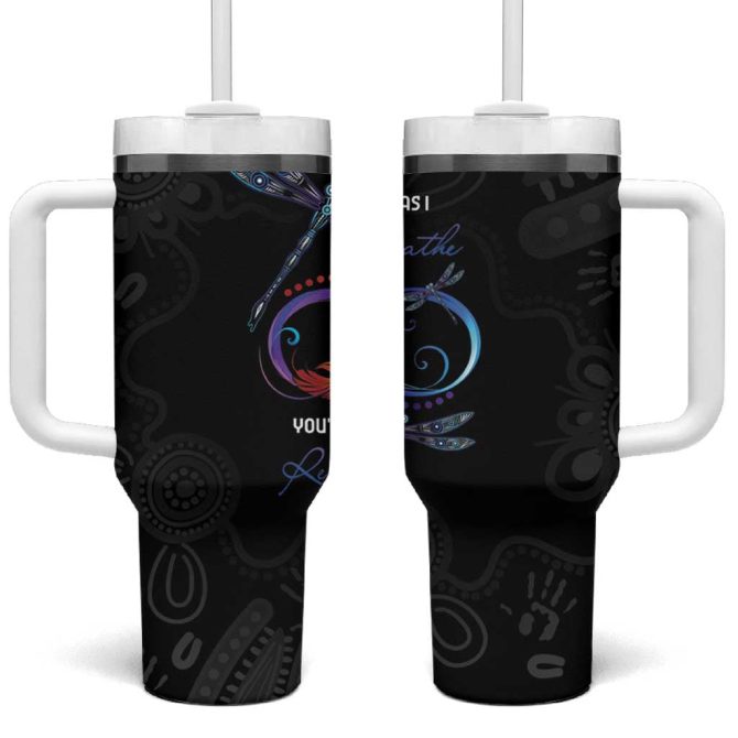 Australia Indigenous Memorial As Long As I Breathe You #8217;Ll Be Remembered Custom Stanley Quencher 40Oz Stainless Steel Tumbler With Handle - Image 2