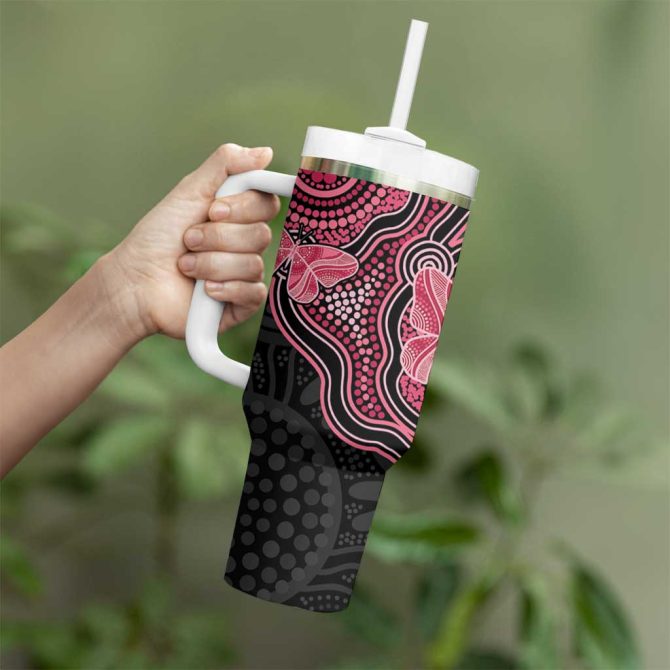 Australia Indigenous Mother #8217;S Day Aboriginal Breast Cancer Ribbon Custom Stanley Quencher 40Oz Stainless Steel Tumbler With Handle - Image 4