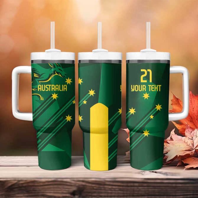 Australia Kangaroo Aussie National Color Sporty Pattern Custom Stanley Quencher 40Oz Stainless Steel Tumbler With Handle