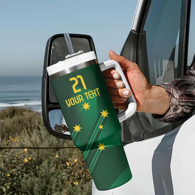 Australia Kangaroo Aussie National Color Sporty Pattern Custom Stanley Quencher 40Oz Stainless Steel Tumbler With Handle - Image 7