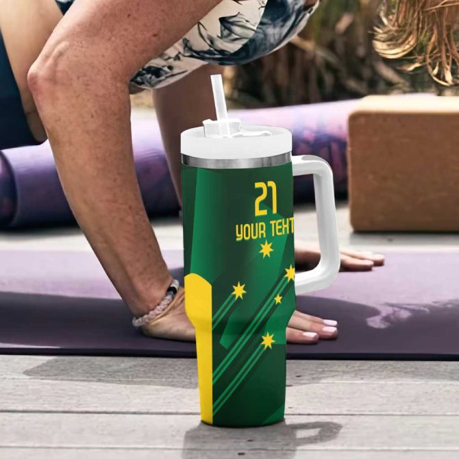 Australia Kangaroo Aussie National Color Sporty Pattern Custom Stanley Quencher 40Oz Stainless Steel Tumbler With Handle - Image 6