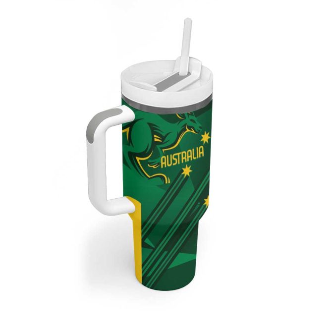 Australia Kangaroo Aussie National Color Sporty Pattern Custom Stanley Quencher 40Oz Stainless Steel Tumbler With Handle - Image 3