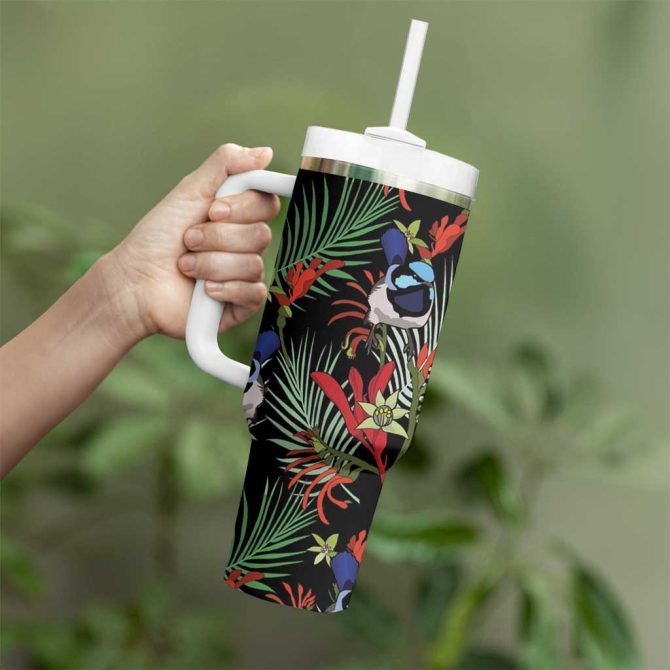 Australia Kangaroo Paw And Splendid Fairy-Wren Sameless Style Custom Stanley Quencher 40Oz Stainless Steel Tumbler With Handle - Image 4
