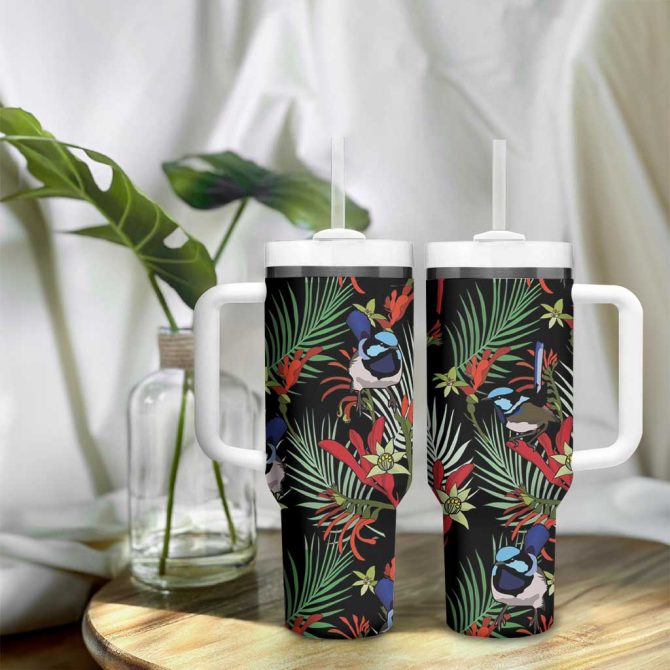 Australia Kangaroo Paw And Splendid Fairy-Wren Sameless Style Custom Stanley Quencher 40Oz Stainless Steel Tumbler With Handle - Image 9