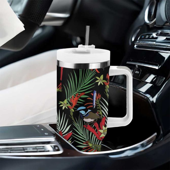 Australia Kangaroo Paw And Splendid Fairy-Wren Sameless Style Custom Stanley Quencher 40Oz Stainless Steel Tumbler With Handle - Image 8
