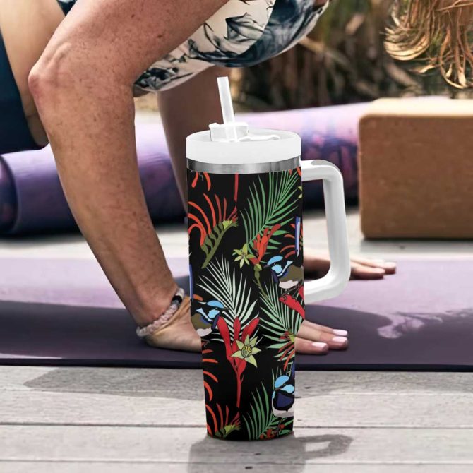 Australia Kangaroo Paw And Splendid Fairy-Wren Sameless Style Custom Stanley Quencher 40Oz Stainless Steel Tumbler With Handle - Image 6