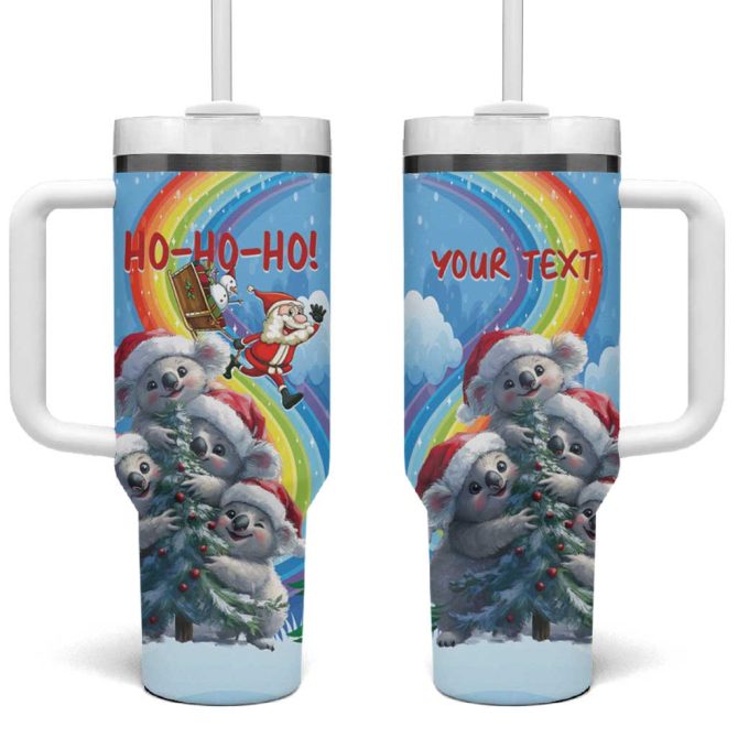 Australia Koala Christmas Santa Claus Ho Ho Ho Custom Stanley Quencher 40Oz Stainless Steel Tumbler With Handle - Image 2