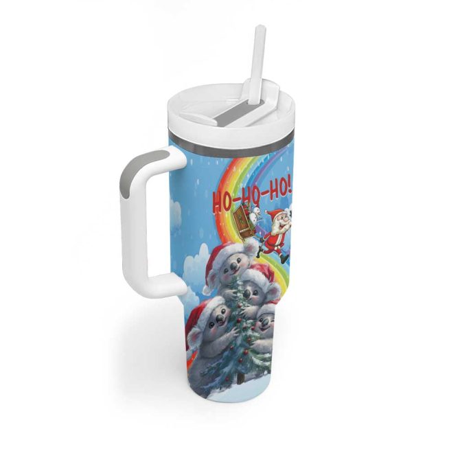 Australia Koala Christmas Santa Claus Ho Ho Ho Custom Stanley Quencher 40Oz Stainless Steel Tumbler With Handle - Image 3
