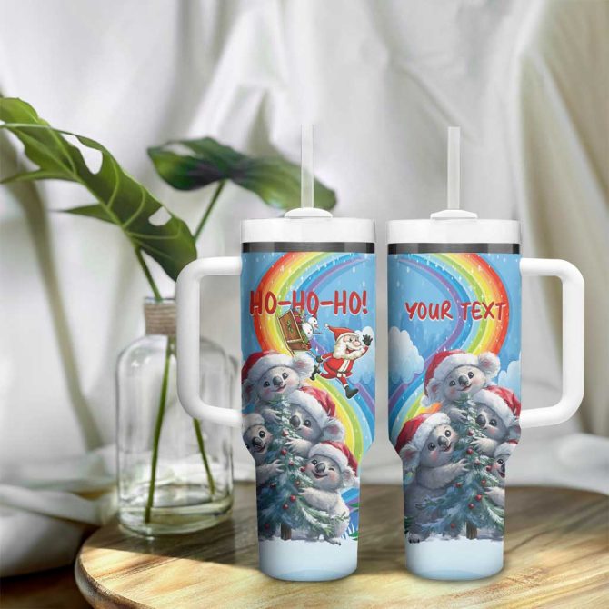Australia Koala Christmas Santa Claus Ho Ho Ho Custom Stanley Quencher 40Oz Stainless Steel Tumbler With Handle - Image 9