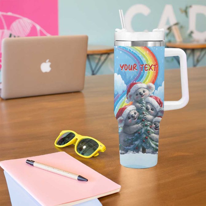 Australia Koala Christmas Santa Claus Ho Ho Ho Custom Stanley Quencher 40Oz Stainless Steel Tumbler With Handle - Image 5