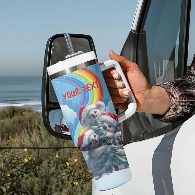 Australia Koala Christmas Santa Claus Ho Ho Ho Custom Stanley Quencher 40Oz Stainless Steel Tumbler With Handle - Image 7