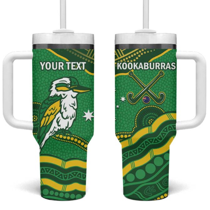 Australia Kookaburras Indigenous Art Custom Stanley Quencher 40Oz Stainless Steel Tumbler With Handle - Image 2
