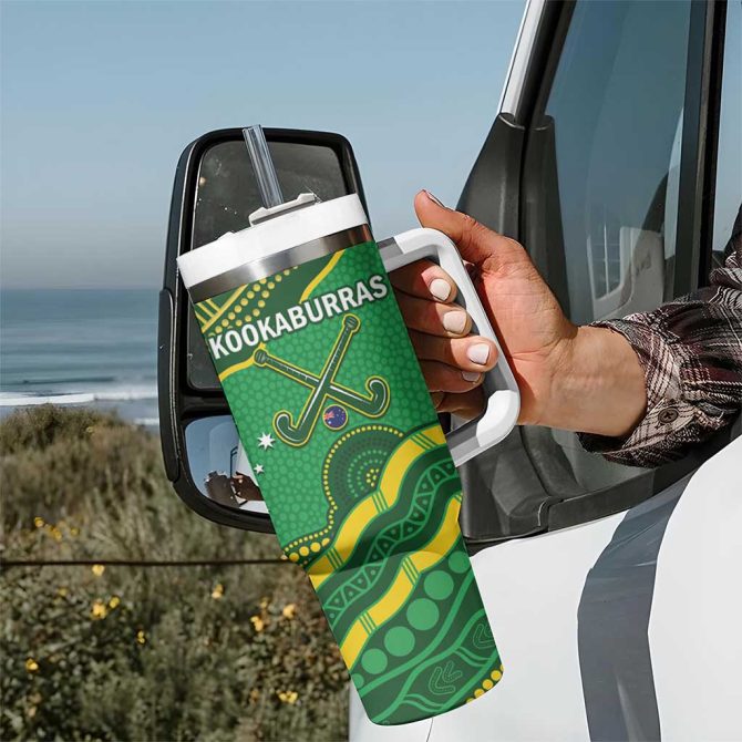 Australia Kookaburras Indigenous Art Custom Stanley Quencher 40Oz Stainless Steel Tumbler With Handle - Image 7