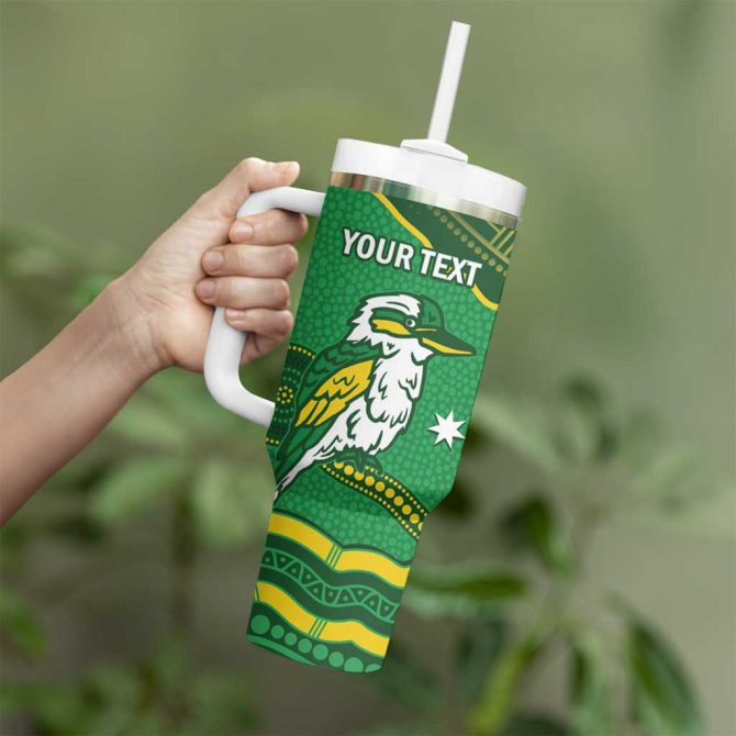 Australia Kookaburras Indigenous Art Custom Stanley Quencher 40Oz Stainless Steel Tumbler With Handle - Image 4