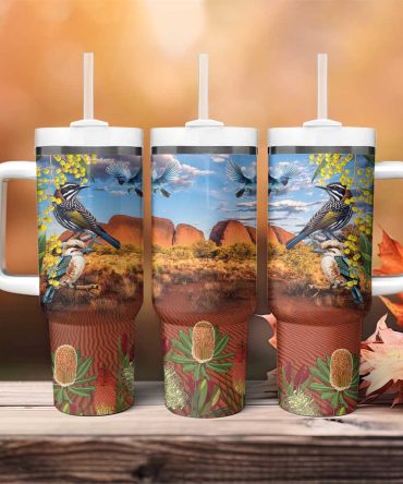 Australia Native Bird Uluru Ayers Rock Custom Stanley Quencher 40Oz Stainless Steel Tumbler With Handle