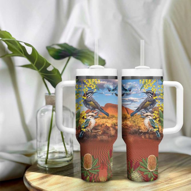 Australia Native Bird Uluru Ayers Rock Custom Stanley Quencher 40Oz Stainless Steel Tumbler With Handle - Image 9