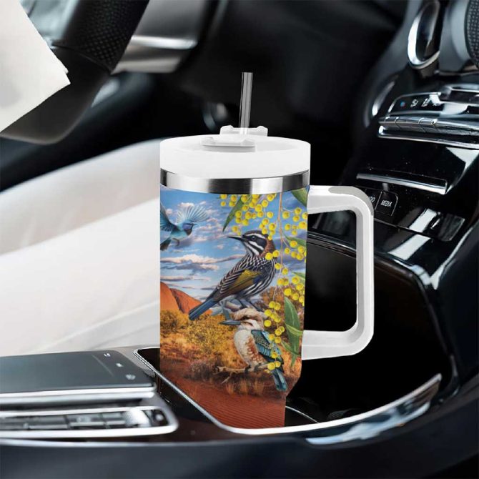 Australia Native Bird Uluru Ayers Rock Custom Stanley Quencher 40Oz Stainless Steel Tumbler With Handle - Image 8