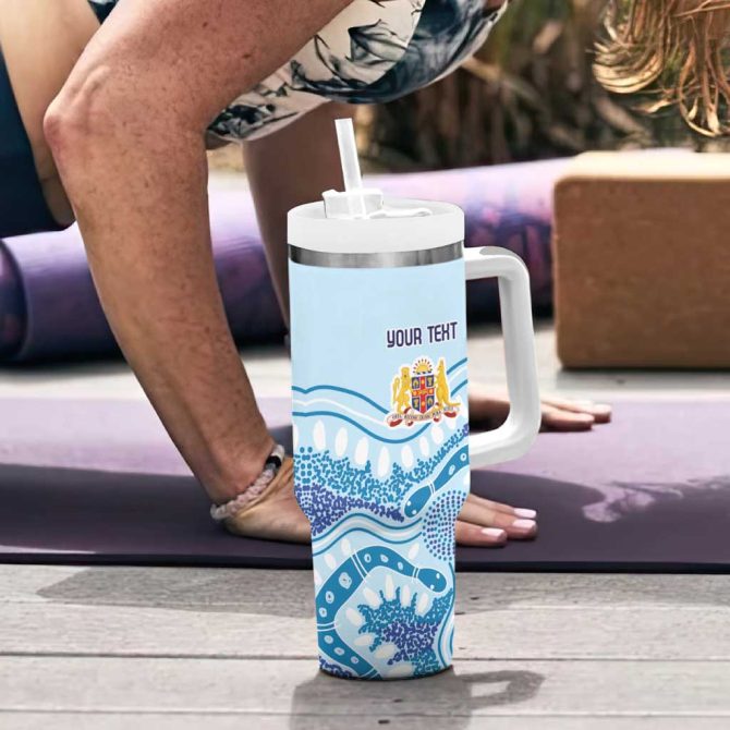 Australia New South Wales Dragons Boat Aussie Aboriginal Dot Style Custom Stanley Quencher 40Oz Stainless Steel Tumbler With Handle - Image 6
