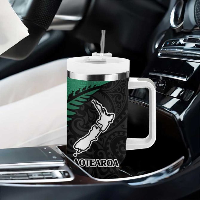 Australia New Zealand Rugby Aboriginal Wallabies And Maori Black Fern Green Custom Stanley Quencher 40Oz Stainless Steel Tumbler With Handle - Image 8