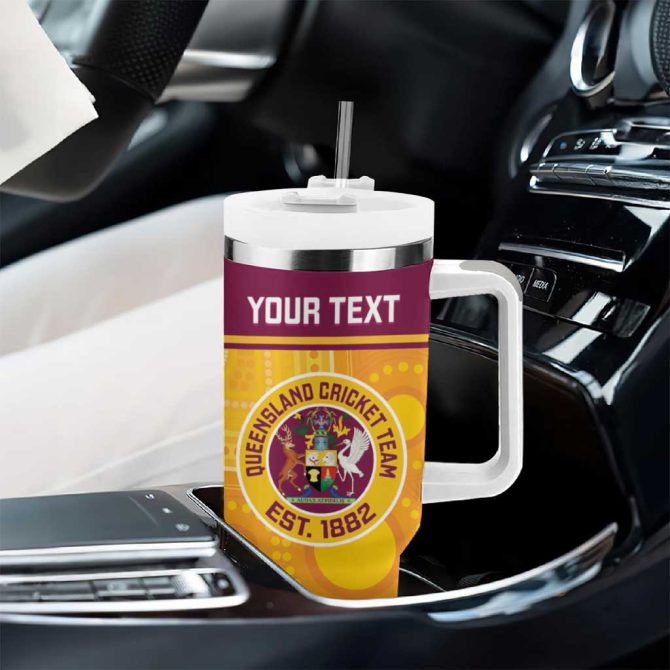 Australia Queensland Cricket Go Bulls #8211; Aboriginal Art Custom Stanley Quencher 40Oz Stainless Steel Tumbler With Handle - Image 8