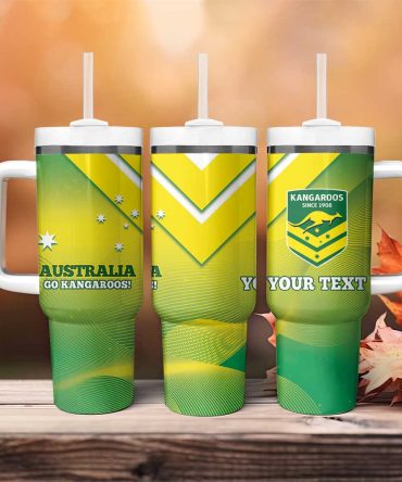 Australia Rugby 2024 Kangaroos #8211; Gradient Sporty Style Custom Stanley Quencher 40Oz Stainless Steel Tumbler With Handle