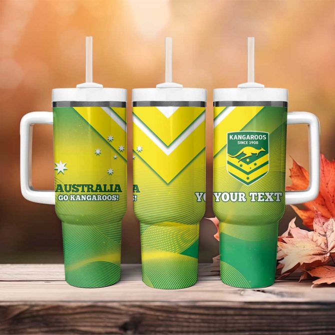 Australia Rugby 2024 Kangaroos #8211; Gradient Sporty Style Custom Stanley Quencher 40Oz Stainless Steel Tumbler With Handle