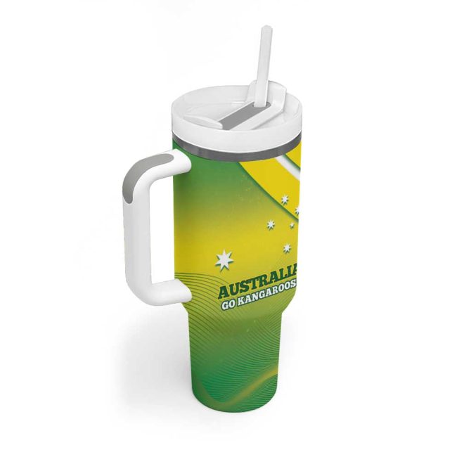Australia Rugby 2024 Kangaroos #8211; Gradient Sporty Style Custom Stanley Quencher 40Oz Stainless Steel Tumbler With Handle - Image 3