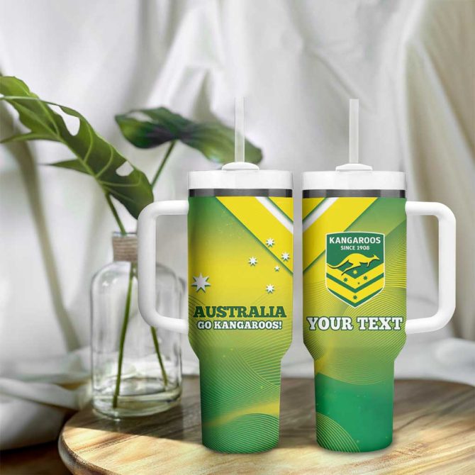 Australia Rugby 2024 Kangaroos #8211; Gradient Sporty Style Custom Stanley Quencher 40Oz Stainless Steel Tumbler With Handle - Image 9