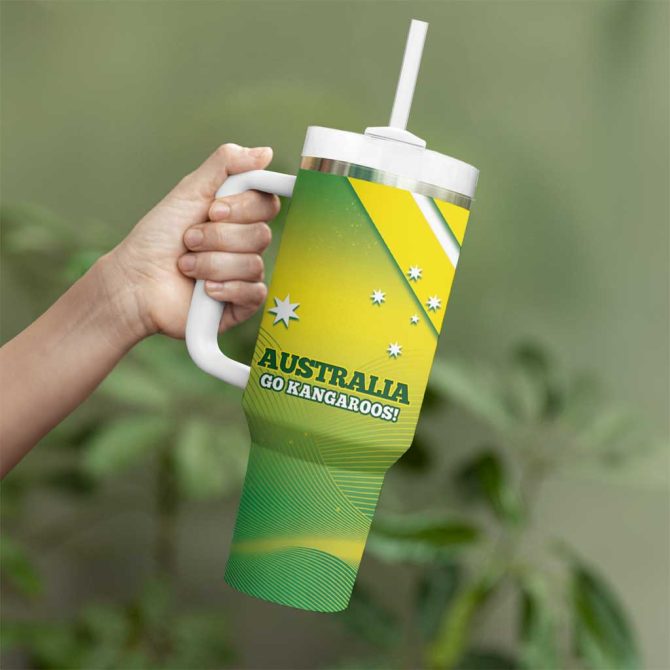 Australia Rugby 2024 Kangaroos #8211; Gradient Sporty Style Custom Stanley Quencher 40Oz Stainless Steel Tumbler With Handle - Image 4
