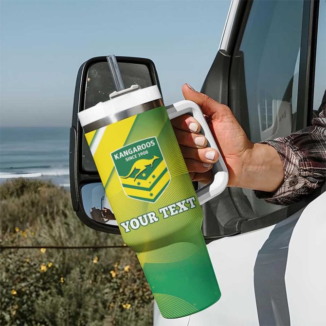 Australia Rugby 2024 Kangaroos #8211; Gradient Sporty Style Custom Stanley Quencher 40Oz Stainless Steel Tumbler With Handle - Image 7