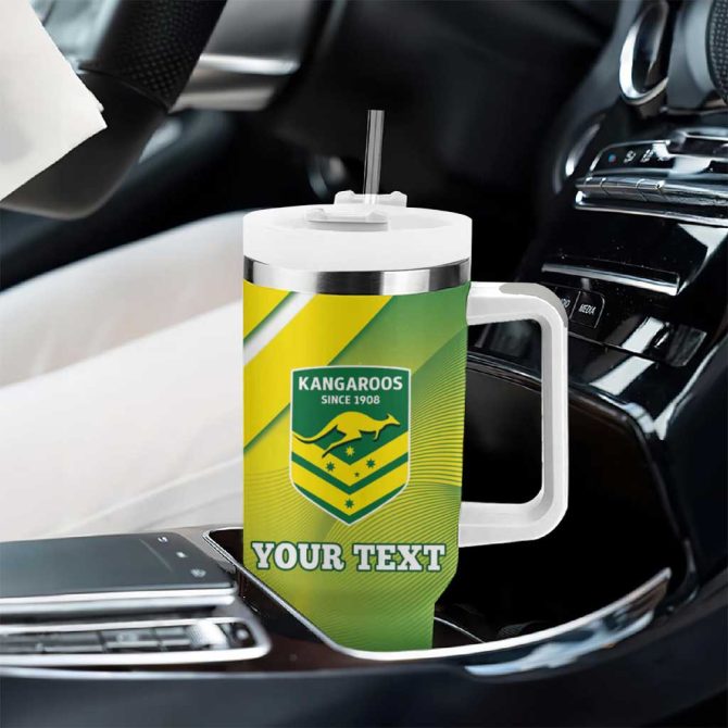 Australia Rugby 2024 Kangaroos #8211; Gradient Sporty Style Custom Stanley Quencher 40Oz Stainless Steel Tumbler With Handle - Image 8