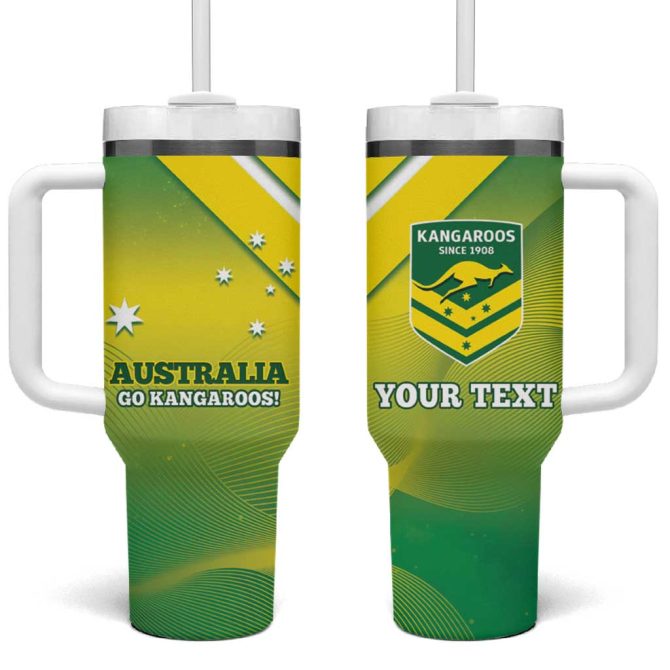 Australia Rugby 2024 Kangaroos #8211; Gradient Sporty Style Custom Stanley Quencher 40Oz Stainless Steel Tumbler With Handle - Image 2